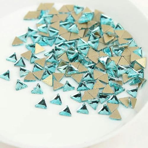 30 Stück / 100 Stück kleine dreieckige Nailart-Strasssteine 12 Farben 3,0 mm ausgefallener Kristallstein für DIY 3D-Nagelkunst-Dekoration-Aquamarin-3,0 mm-30 Stück von LEPIZ