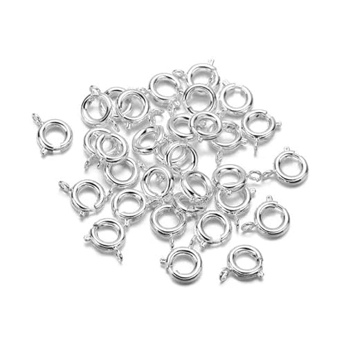 30 Stück runder Federringverschluss aus Metall mit offenem Biegering, Schmuckverschluss für Halsketten, Armbänder, Verbinder, Schmuckherstellung, Zubehör, Silber, 7 mm von LEPIZ