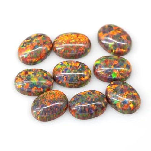 4 x 6 mm – 7 x 9 m Opal, lose, im Labor hergestellte Edelsteine, ovale Form, flache Basis, Cabochon, Opalsteine, Halbedelsteine, Perlen für Schmuck – OP15 – 4 x 6 mm, 10 Stück von LEPIZ