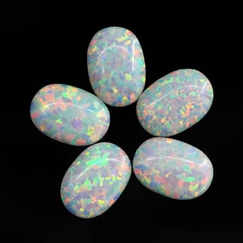 4 x 6 mm – 7 x 9 m Opal, lose, im Labor hergestellte Edelsteine, ovale Form, flache Basis, Cabochon, Opalsteine, Halbedelsteine, Perlen für Schmuck – OP17 – 4 x 6 mm, 10 Stück von LEPIZ