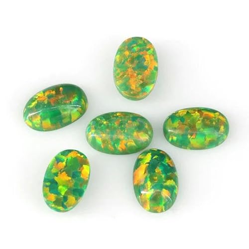 4 x 6 mm – 7 x 9 m Opal, lose, im Labor hergestellte Edelsteine, ovale Form, flache Basis, Cabochon, Opalsteine, Halbedelsteine, Perlen für Schmuck – OP21 – 6 x 8 mm, 10 Stück von LEPIZ