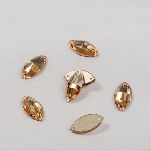 48 Stück gemischte Formen, Kristall-Strasssteine, Goldton, zum Aufnähen, Knöpfe, DIY-Kleidung, Basteln, Kleid, 6 x 12 mm von LEPIZ