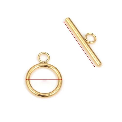 5 Sets Edelstahl OT Verschluss Knebelverschlüsse für DIY Schmuckherstellung Halsketten Verbinder Armbänder Haken Bastelzubehör-Goldfarbe 15mm von LEPIZ