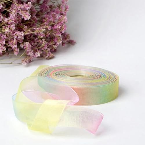 5 Yards/Rolle 16 19 25 38 50 75 mm Regenbogen-Organzaband, Chiffon-Bänder für Hochzeitsfeier, Weihnachtsdekoration, Geschenkverpackungen-Heller Regenbogen-19 mm von LEPIZ