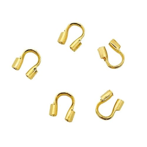 50 Stück Edelstahl-Verschlüsse, Quetschperlen-Abdeckungen für Perlenschnur, Faden, Armbandhaken, Verbinder, DIY-Halsketten, Schmuckherstellung, Gold, Loch 1,5 mm von LEPIZ