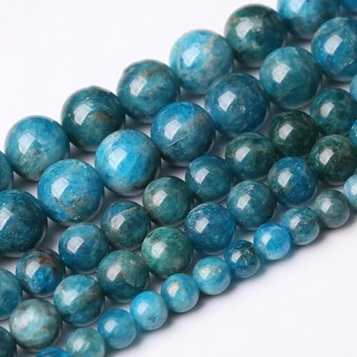 5A Qualität Naturstein Blaue Tigerauge Perle Runde lose Perle 6 8 10 12 mm für Schmuckherstellung DIY Charm-Armband 15" Großhandel-Apatit-10 mm 36 bis 38 Stück von LEPIZ