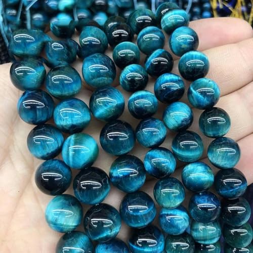 5A Qualität Naturstein Blaue Tigerauge Perle Runde lose Perle 6 8 10 12 mm für Schmuckherstellung DIY Charm Armband 15" Großhandel-Blaues Tigerauge-14,0 mm 27 bis 28 Stück von LEPIZ