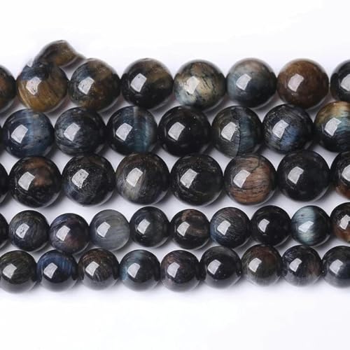 5A Qualität Naturstein Blaue Tigerauge Perle Runde lose Perle 6 8 10 12 mm für Schmuckherstellung DIY Charm Armband 15" Großhandel-Dunkelblaues Tigerauge_a-6 mm 59 bis 63 Stück von LEPIZ