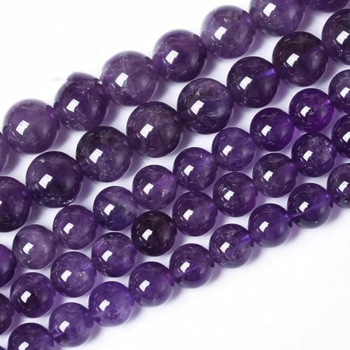 5A Qualität Naturstein Blaue Tigerauge Perle Runde lose Perle 6 8 10 12 mm zur Schmuckherstellung DIY Charm-Armband 15" Großhandel-Amethyst-14,0 mm 27 bis 28 Stück von LEPIZ