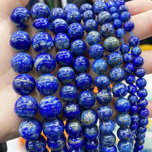 5A Qualität Naturstein Blaue Tigerauge Perle Runde lose Perle 6 8 10 12 mm zur Schmuckherstellung DIY Charm-Armband 15" Großhandel-Lapislazuli-12 mm 31 bis 32 Stück von LEPIZ