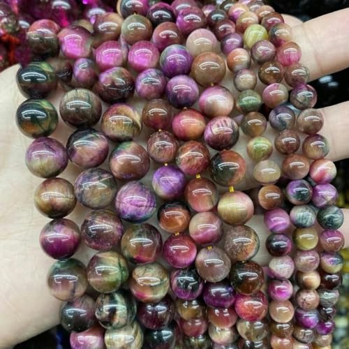 5A Qualität Naturstein Blaue Tigerauge Perle Runde lose Perle 6 8 10 12mm für Schmuckherstellung DIY Charm Armband 15" Großhandel-Rosa Tigerauge-14,0mm 27 bis 28Stk von LEPIZ