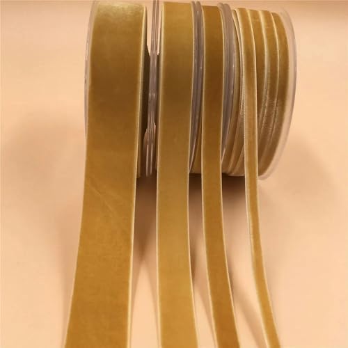 6/9/15/25 mm einseitiges Samtband zum Verpacken handgefertigter Blumensträuße, Party-Dekoration zu Hause, Weihnachtssamtband, Altgold V109 – 6 mm x 300 Yards von LEPIZ