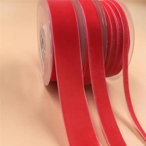 6/9/15/25 mm einseitiges Samtband zum Verpacken handgefertigter Blumensträuße, Party-Dekoration zu Hause, Weihnachtssamtband-Wassermelone V189-15 mm x 100 Yards von LEPIZ