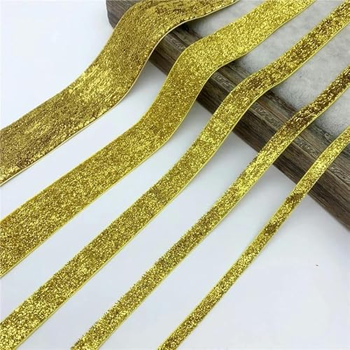 6 MM – 38 MM goldenes Glitzer-Samtband für handgefertigte Blumenstraußverpackungen, Partydekorationen für Zuhause, Weihnachtsband-07–38 MM, 3 Ya von LEPIZ