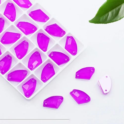 9 x 14,0 mm 12 x 19 mm Strasssteine zum Aufnähen, fluoreszierender Kristall AB, zum Aufnähen von Steinen, Strasssteine für Kleidung, 01 Dk Amethyst Neon, 9 x 14,0 mm, 48 Stück von LEPIZ