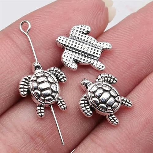 Charms in großen Mengen für Schmuckherstellungsset, Anhänger, DIY-Schmuckzubehör, Schildkröte, Perlen mit kleinem Loch, 10 Stück, 14 x 12 mm von LEPIZ