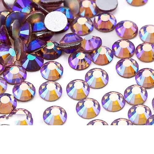 Glitzernde Kristall-Strasssteine SS6–SS30, 3D, DIY, ohne HotFix, flache Rückseite, Strasssteine zum Basteln, Nagelkunst, Dekorationen, Zubehör, Helles Amethyst AB-SS30, 288 Stück von LEPIZ