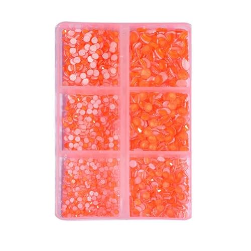 Glitzernde Neon-Hot-Fix-Strasssteine, Strasssteine, Diamanten, DIY-Nähzubehör, Kristalle – orangefarbene Box – Mischungsgröße 1000 Stück von LEPIZ