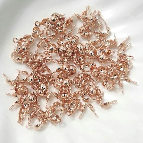 Großhandel 3,2 mm/3,6 mm/4,0 mm 14 Karat vergoldete/silberne Doppelbecher-Perlenspitzen zur Herstellung von DIY-Schmuckkomponenten-Quetschperlen - rosévergoldet - 3,6 mm - 50 Stück von LEPIZ