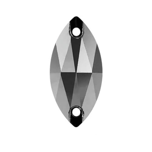 Kristall-Strasssteine mit flacher Rückseite, Pferdeauge, lose Perlen zum Nähen für DIY-Kleidung und Schmuckherstellung, Jet Metallic Silber, 9 x 18mm, 10 Stück von LEPIZ