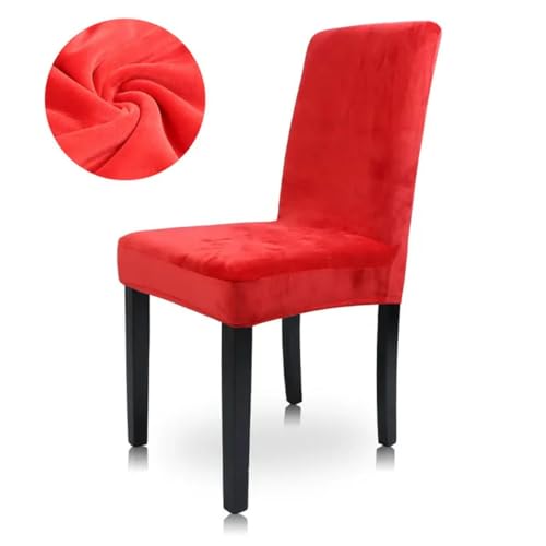 LEPIZ Superweicher, einfarbiger Stuhlbezug aus Samtstoff, elastische Stuhlhussen für Bürositze, für Esszimmer, Hotel, Hochzeit, Bankett, Zuhause, Rot, Universalgröße von LEPIZ