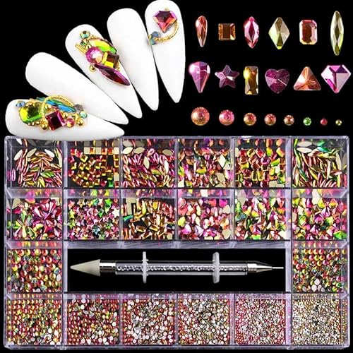 Luxuriöse Glaskristall-Strasssteine für Nagelkunst, Dekorationszubehör, glänzende Diamant-Nagel-Charms, Schmuck, DIY-Maniküre-Teile, Nägel, Edelsteine, Regenbogen von LEPIZ