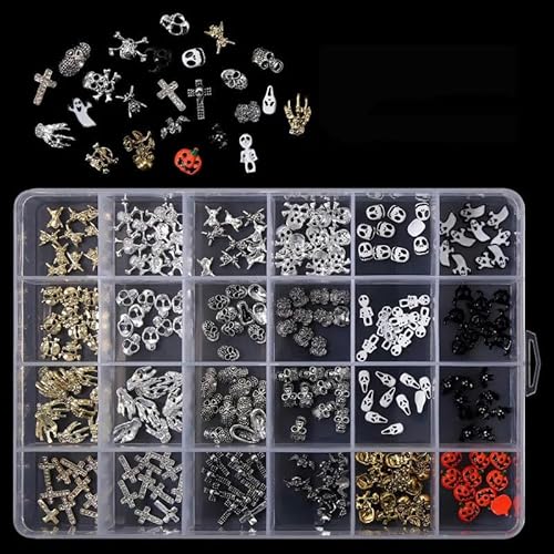 Mine Black Fancy Crystal Nail Strasssteine, luxuriöse Nagelteile, Edelsteine, 3D-Diamanten in Flatback-Form, Glas-Nagelkunst-Dekorationen – Halloween-Charme von LEPIZ