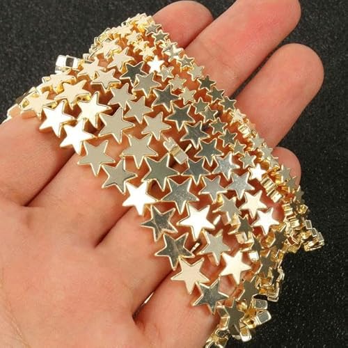 Natürliche Hämatitperlen, 9 Karat vergoldet, quadratisch, Stern, Herz, lose Abstandssteinperlen zur Schmuckherstellung, DIY-Armband, 15 Zoll, Typ 14–2 mm von LEPIZ