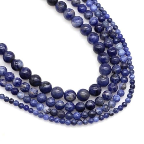 Naturstein Fluorit Tigerauge Heilkristall zur Schmuckherstellung Edelstein lose Perle DIY Armband Halskette Zubehör 4 6 8 10 mm-Blauer Sodalith-10 mm (36 bis 37 Stück) von LEPIZ