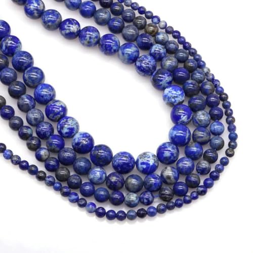 Naturstein Fluorit Tigerauge Heilkristall zur Schmuckherstellung Edelstein lose Perle DIY Armband Halskette Zubehör 4 6 8 10 mm-Lapislazuli-10 mm (36 bis 37 Stück) von LEPIZ