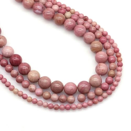 Naturstein Fluorit Tigerauge Heilkristall zur Schmuckherstellung Edelstein lose Perle DIY Armband Halskette Zubehör 4 6 8 10 mm-Rosa Rhodonit-10 mm (36 bis 37 Stück) von LEPIZ