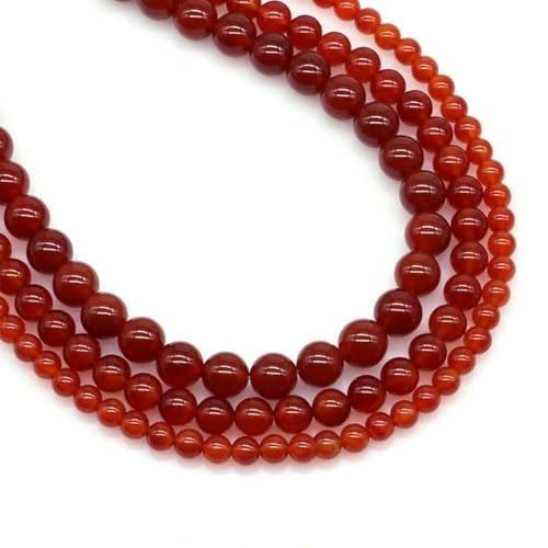 Naturstein Fluorit Tigerauge Heilkristall zur Schmuckherstellung Edelstein lose Perle DIY Armband Halskette Zubehör 4 6 8 10 mm-Rot Achat-4,0 mm (88 bis 91 Stück) von LEPIZ