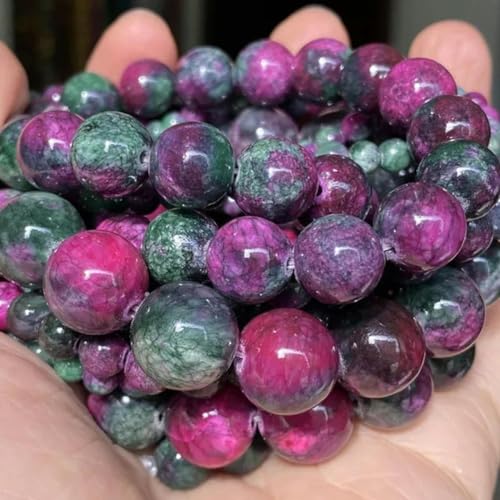 Natursteinperle 4–10 mm, Amethyste, Lava, Türkis, Achate, Jade, Granat, Quarz, Perle zur Schmuckherstellung, DIY-Armband, Halskette – Turmalin-Jade – 8 mm, 45 bis 46 Stück von LEPIZ