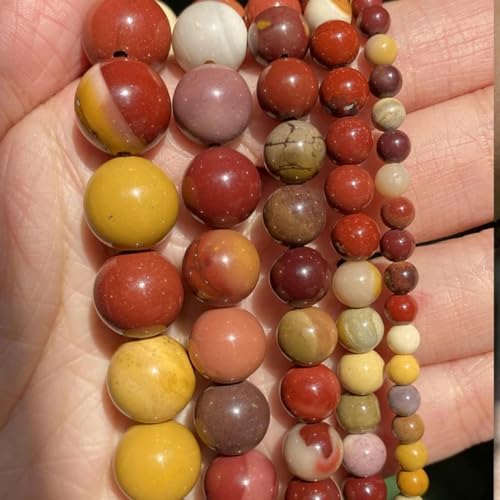 Natursteinperlen im 42-Stil, 4, 6, 8, 10 mm, Lava-Achat, Amethyst, runde Perlen zur Schmuckherstellung, DIY-Armbänder-Mookait-6 mm, 58 bis 61 Stück von LEPIZ