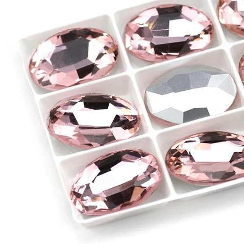 Neue bunte Glas-Strasssteine, bunte ovale AB-Strasssteine, kein Hotfix-Kleber auf Acryl-Strass-Kristallsteinen, DIY-Zubehör, Pink 22, 6 x 8 mm, 50 Stück von LEPIZ