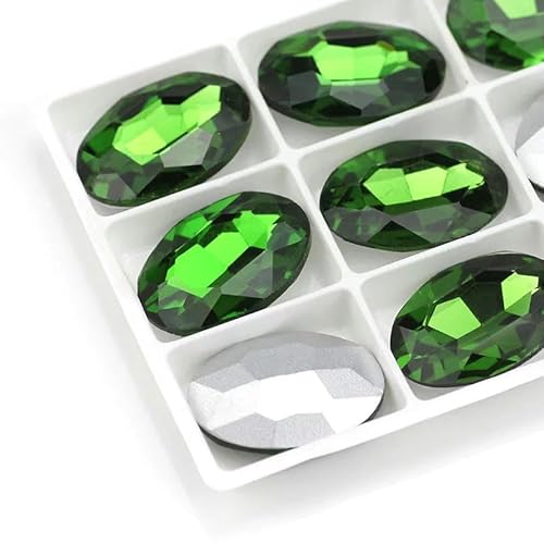 Neue bunte Glas-Strasssteine, bunte ovale AB-Strasssteine, kein Hotfix-Kleber auf Acryl-Strass-Kristallsteinen, DIY-Zubehör-Grasgrün08-6x8mm, 50 Stück von LEPIZ