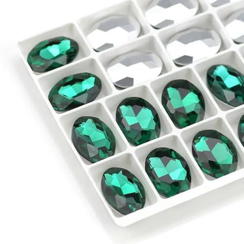 Neue bunte Glas-Strasssteine, bunte ovale AB-Strasssteine, kein Hotfix-Kleber auf Acryl-Strass-Kristallsteinen, DIY-Zubehör-Malachitgrün09-6x8mm, 50 Stück von LEPIZ