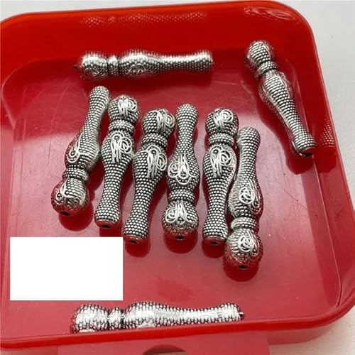 Perlenkappen-Verbinder aus Metalllegierung, handgefertigt, für Armbänder, Halsketten, Schmuck, Zubehör, 03, Silber, 10 Stück von LEPIZ