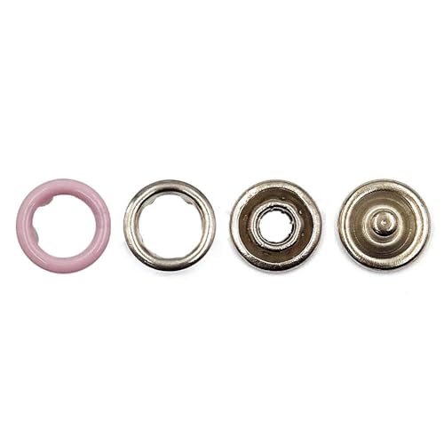 10–50 Sets 7,5/9,5/11 mm Metallzinken-Druckknopf-Ringnieten Verschlüsse für Kleidung, Kleidungsstücke, Nähtaschen, Schuhe-Hellrosa-7,5 mm, 20 Stück von LEQIJK