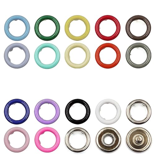 10–50 Sets 7,5/9,5/11 mm Metallzinken-Druckknopf-Ringnieten Verschlüsse für Kleidung, Kleidungsstücke, Nähtaschen, Schuhe-Mischfarbe-7,5 mm 20 Stück von LEQIJK