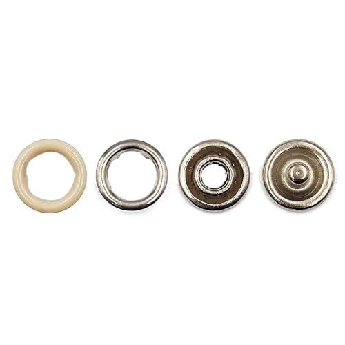 10–50 Sets 7,5/9,5/11 mm Metallzinken-Druckknopf-Ringnietenverschlüsse für Kleidung, Kleidungsstücke, Nähtaschen, Schuhe-Beige-7,5 mm 20 Stück von LEQIJK