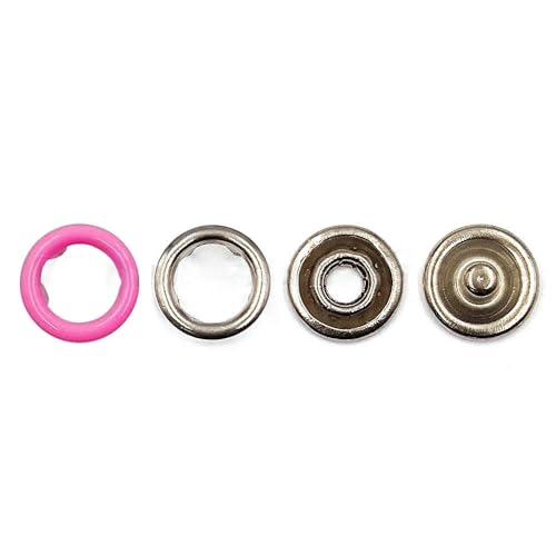 10–50 Sets 7,5/9,5/11 mm Metallzinken-Druckknopf-Ringnietenverschlüsse für Kleidung, Kleidungsstücke, Nähtaschen, Schuhe-Fuchsia-7,5 mm, 50 Stück von LEQIJK