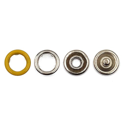 10–50 Sets 7,5/9,5/11 mm Metallzinken-Druckknopf-Ringnietenverschlüsse für Kleidung, Kleidungsstücke, Nähtaschen, Schuhe-Gelb-9,5 mm, 20 Stück von LEQIJK