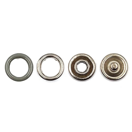 10–50 Sets 7,5/9,5/11 mm Metallzinken-Druckknopf-Ringnietenverschlüsse für Kleidung, Kleidungsstücke, Nähtaschen, Schuhe-Grau-11 mm, 10 Stück von LEQIJK