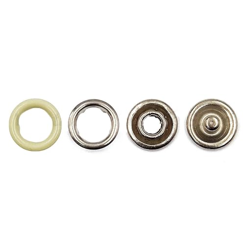 10–50 Sets 7,5/9,5/11 mm Metallzinken-Druckknopf-Ringnietenverschlüsse für Kleidung, Kleidungsstücke, Nähtaschen, Schuhe-Hellbeige-11 mm, 10 Stück von LEQIJK