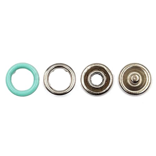 10–50 Sets 7,5/9,5/11 mm Metallzinken-Druckknopf-Ringnietenverschlüsse für Kleidung, Kleidungsstücke, Nähtaschen, Schuhe-Hellgrün-9,5 mm, 10 Stück von LEQIJK