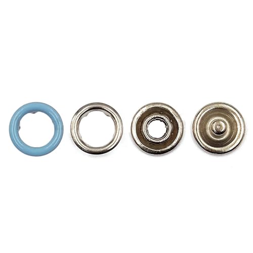 10–50 Sets 7,5/9,5/11 mm Metallzinken-Druckknopf-Ringnietenverschlüsse für Kleidung, Kleidungsstücke, Nähtaschen, Schuhe-Himmelblau-11 mm, 10 Stück von LEQIJK