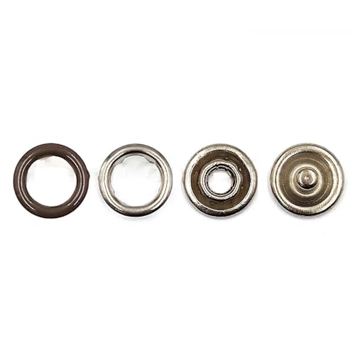 10–50 Sets 7,5/9,5/11 mm Metallzinken-Druckknopf-Ringnietenverschlüsse für Kleidung, Kleidungsstücke, Nähtaschen, Schuhe-Kaffee-11 mm, 10 Stück von LEQIJK