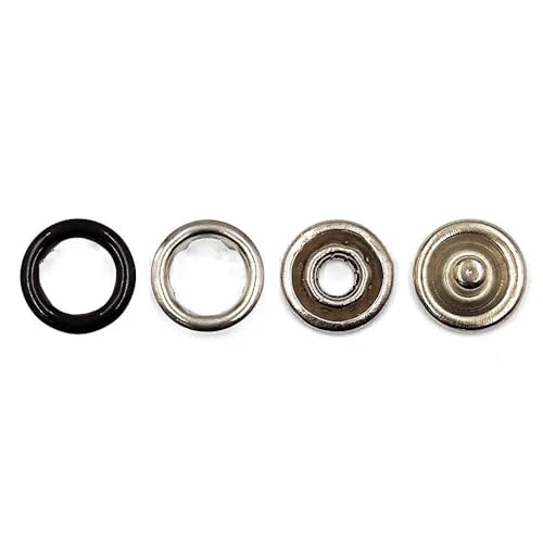 10–50 Sets 7,5/9,5/11 mm Metallzinken-Druckknopf-Ringnietenverschlüsse für Kleidung, Kleidungsstücke, Nähtaschen, Schuhe-Schwarz-11 mm, 10 Stück von LEQIJK