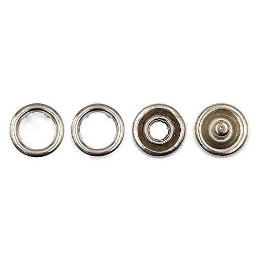 10–50 Sets 7,5/9,5/11 mm Metallzinken-Druckknopf-Ringnietenverschlüsse für Kleidung, Kleidungsstücke, Nähtaschen, Schuhe-Silber-11 mm, 10 Stück von LEQIJK